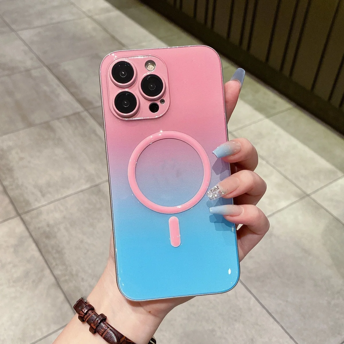 Силиконовый чехол "Gradient Luminous" with MagSafe для Apple iPhone 14 Pro Max Розовый