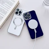 Силиконовый чехол "Silver Plating" with MagSafe для Apple iPhone 14 Pro Max Темно-фиолетовый