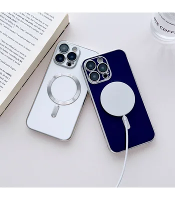 Силиконовый чехол "Silver Plating" with MagSafe для Apple iPhone 12 Pro Max Темно-фиолетовый
