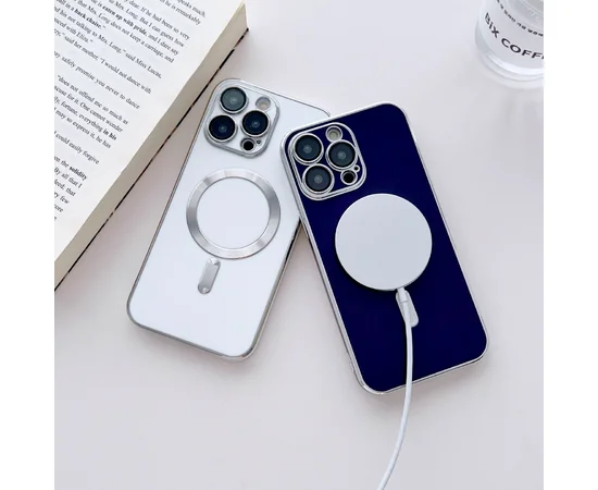 Силіконовий чохол "Silver Plating" with MagSafe для Apple iPhone 12 Pro Max Чорний