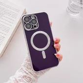 Силиконовый чехол "Silver Plating" with MagSafe для Apple iPhone 12 Pro Max Темно-фиолетовый