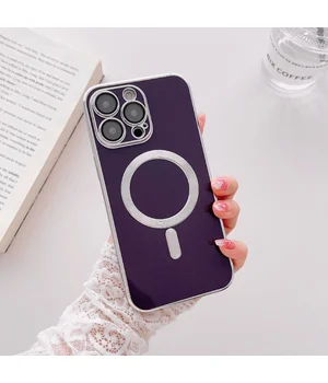 Силіконовий чохол "Silver Plating" with MagSafe для Apple iPhone 13 Pro Max Темно-фіолетовий