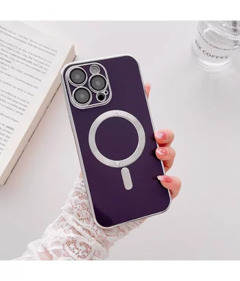 Силіконовий чохол "Silver Plating" with MagSafe для Apple iPhone 12 Pro Max Темно-фіолетовий Силіконовий чохол "Silver Plating" with MagSafe для Apple iPhone 12 Pro Max Темно-фіолетовий