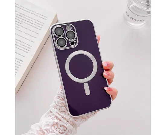 Силіконовий чохол "Silver Plating" with MagSafe для Apple iPhone 12 Pro Max Темно-фіолетовий
