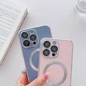 Силиконовый чехол "Silver Plating" with MagSafe для Apple iPhone 12 Pro Max Sky Blue