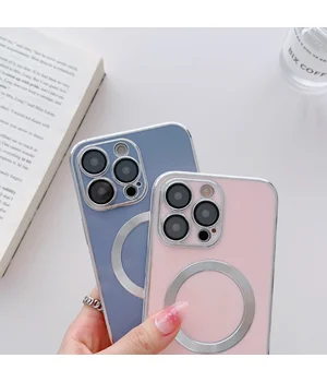 Силиконовый чехол "Silver Plating" with MagSafe для Apple iPhone 12 Pro Max Sky Blue