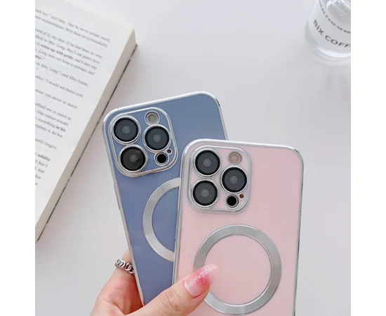 Силіконовий чохол "Silver Plating" with MagSafe для iPhone 12 Pro Max Sky Blue