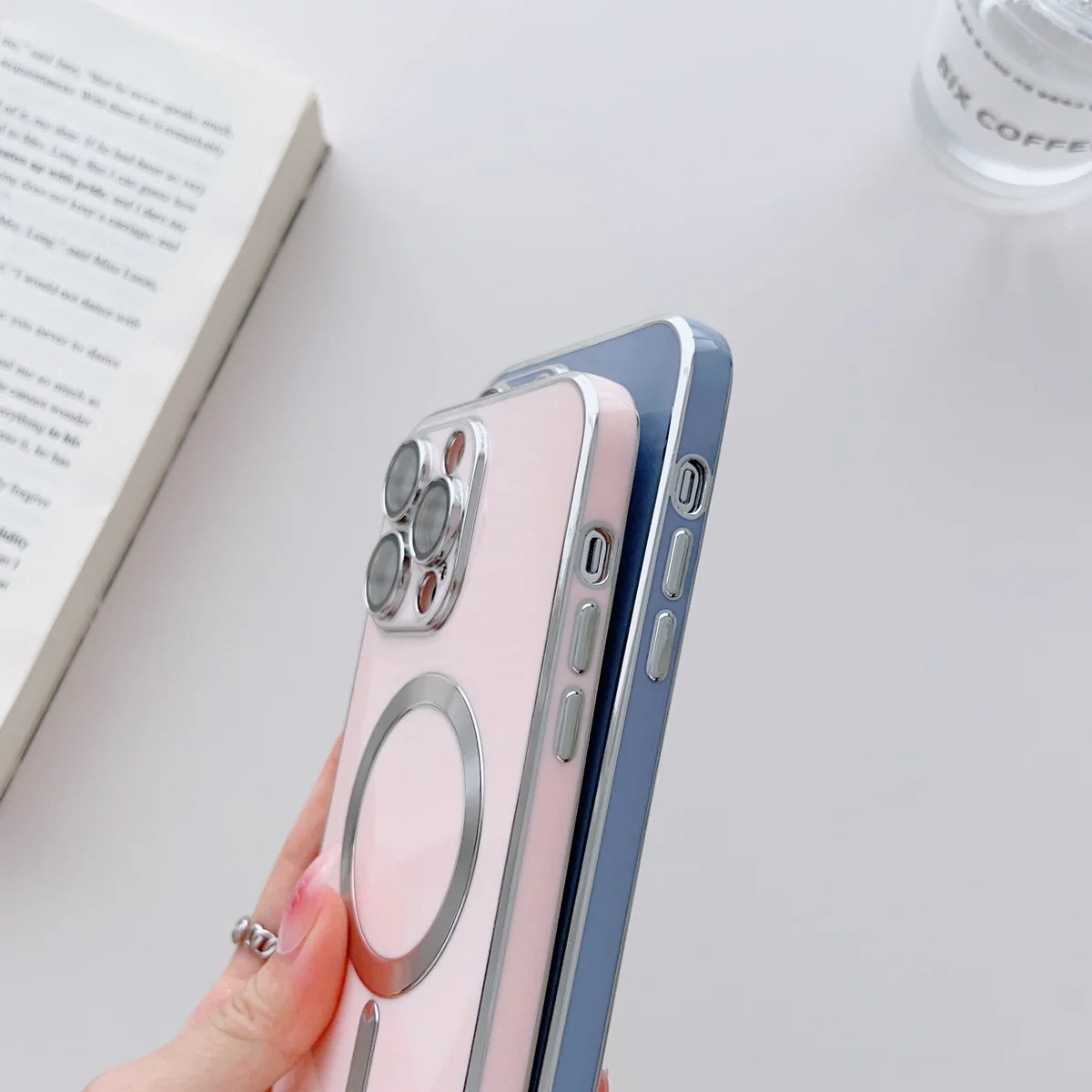 Силиконовый чехол "Silver Plating" with MagSafe для Apple iPhone 12 Pro Max Sky Blue