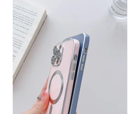 Силіконовий чохол "Silver Plating" with MagSafe для iPhone 12 Pro Max Sky Blue