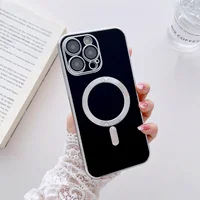 Силиконовый чехол "Silver Plating" with MagSafe для Apple iPhone 12 Pro Max Черный