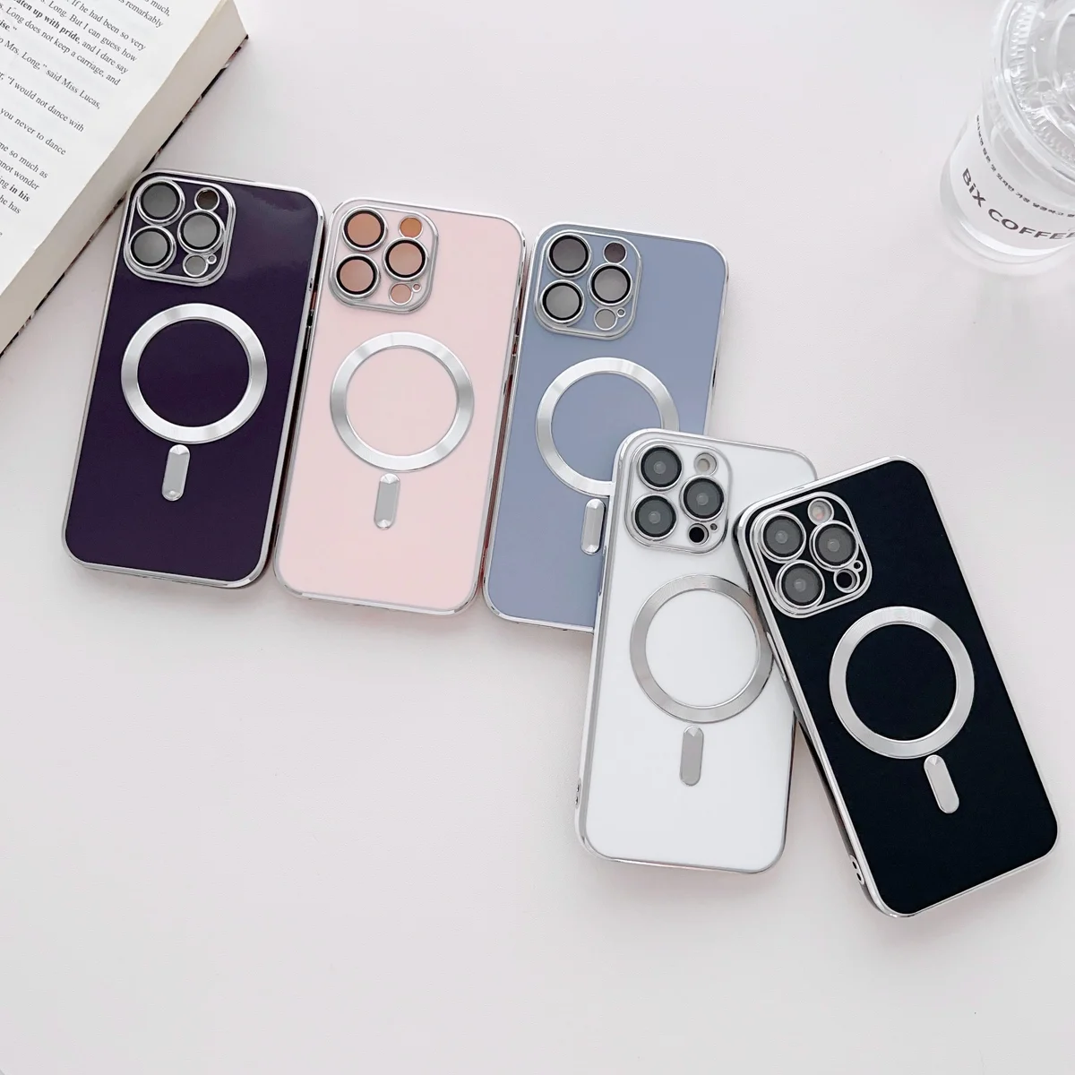 Силиконовый чехол "Silver Plating" with MagSafe для Apple iPhone 14 Pro Max Sky Blue