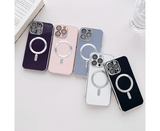 Силіконовий чохол "Silver Plating" with MagSafe для Apple iPhone 12 Pro Max Чорний