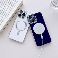 Силиконовый чехол "Silver Plating" with MagSafe для Apple iPhone 14 Pro Max Белый