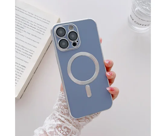 Силіконовий чохол "Silver Plating" with MagSafe для iPhone 13 Pro Max Sky Blue