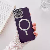 Силиконовый чехол "Silver Plating" with MagSafe для Apple iPhone 14 Pro Max Темно-фиолетовый