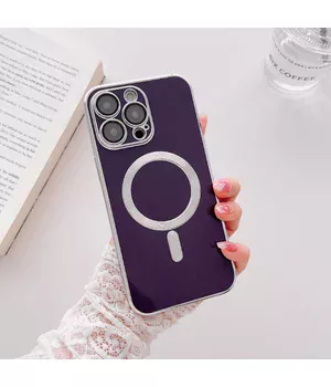 Силіконовий чохол "Silver Plating" with MagSafe для Apple iPhone 12 Pro Max Темно-фіолетовий