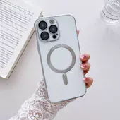 Силиконовый чехол "Silver Plating" with MagSafe для Apple iPhone 14 Pro Max Белый