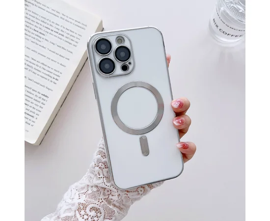 Силіконовий чохол "Silver Plating" with MagSafe Apple iPhone 13 Pro Max Білий