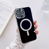 Силиконовый чехол "Silver Plating" with MagSafe для Apple iPhone 14 Pro Max Черный