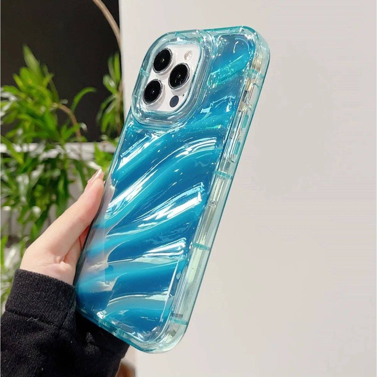 Силиконовый чехол "Laser Wavy" для iPhone 14 Pro Бирюзовый