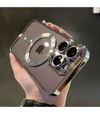 Силіконовий чохол "Transparent Plating" with MagSafe для Apple iPhone 12 Pro Max Срібний