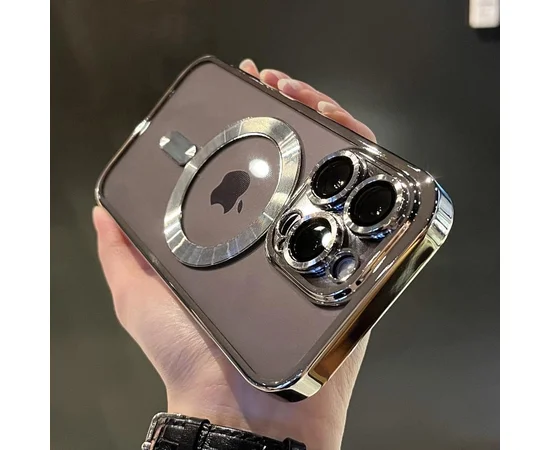 Силіконовий чохол "Transparent Plating" with MagSafe для Apple iPhone 12 Pro Max Срібний