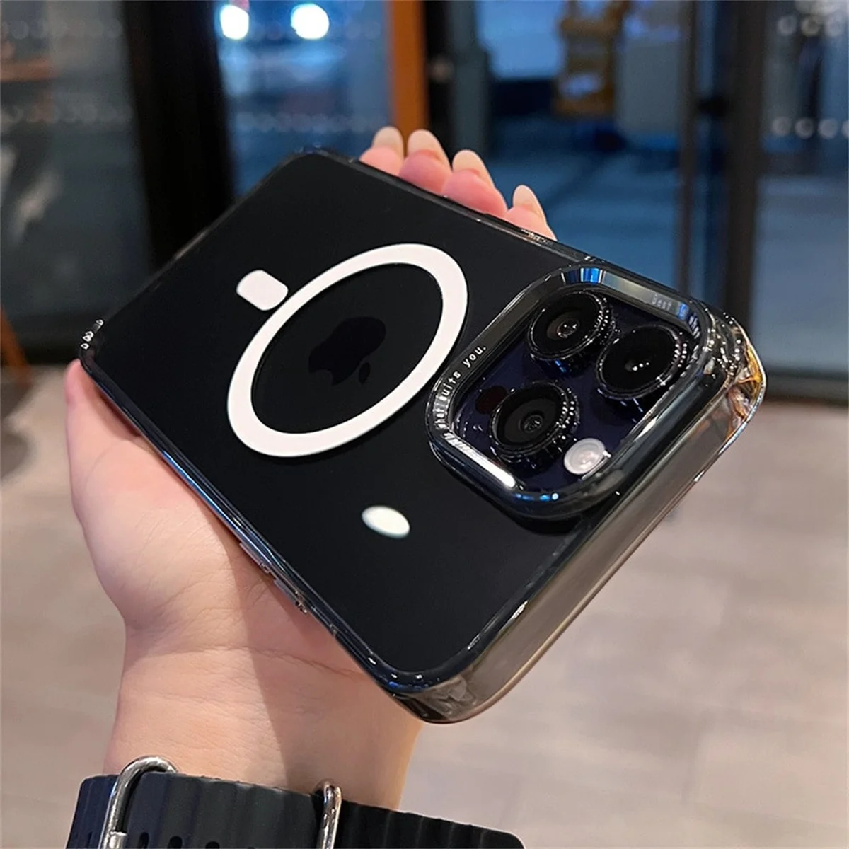 Силиконовый чехол "Crystal Acrylic" with MagSafe для Apple iPhone 14 Pro Черный