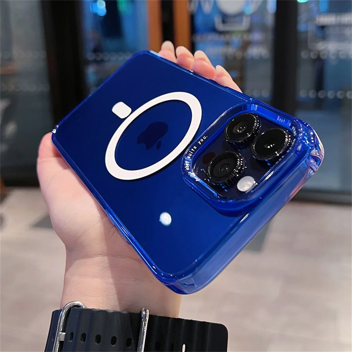 Силиконовый чехол "Crystal Acrylic" with MagSafe для Apple iPhone 14 Pro Max Синий