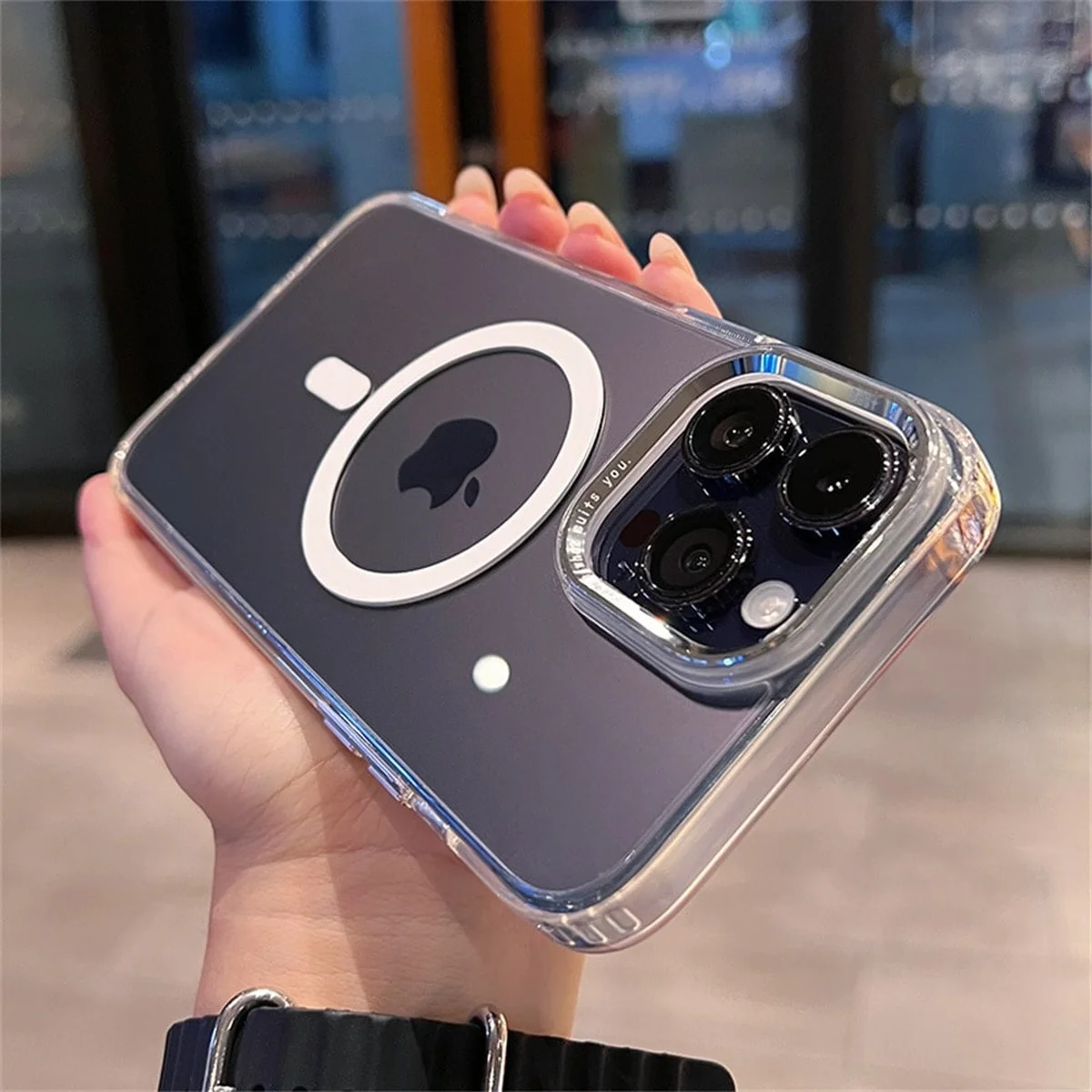 Силіконовий чохол "Crystal Acrylic" with MagSafe для Apple iPhone 14 Pro Прозорий