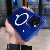 Силиконовый чехол "Crystal Acrylic" with MagSafe для Apple iPhone 15 Pro Синий