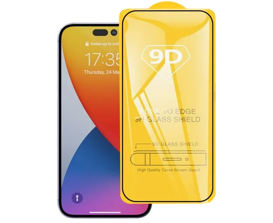 Захисне скло "Tempered Glass 9D" для Apple iPhone 14 Pro Чорний