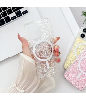 Силиконовый чехол "Luxury Bling" with MagSafe для Apple iPhone 14 Pro Max Серебряный Силиконовый чехол "Luxury Bling" with MagSafe для Apple iPhone 14 Pro Max Серебряный
