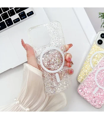Силіконовий чохол "Luxury Bling" with MagSafe для Apple iPhone 14 Pro Max Срібний