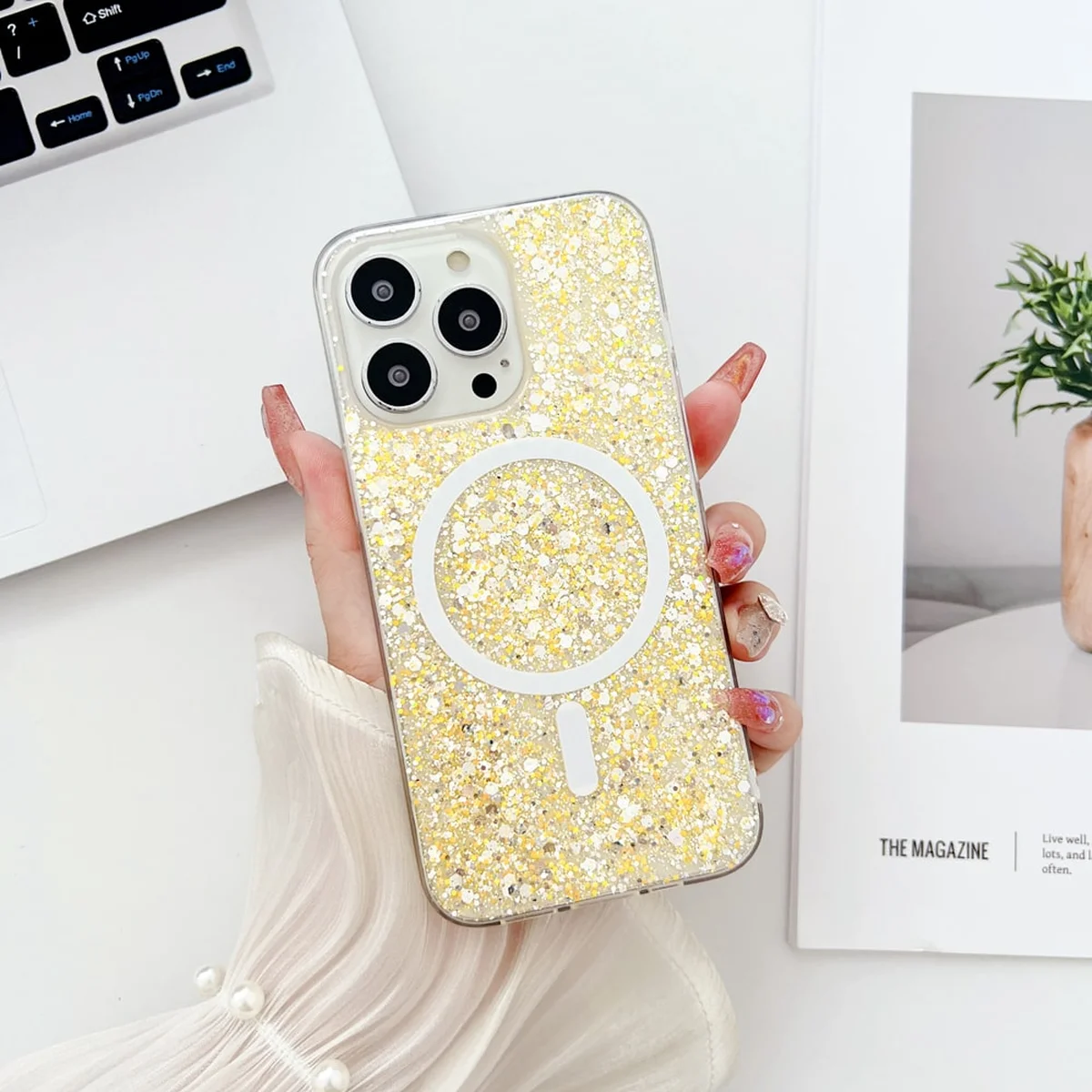 Силіконовий чохол "Luxury Bling" with MagSafe для Apple iPhone 14 Pro Золотий