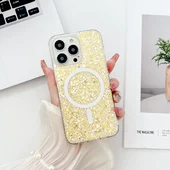 Силиконовый чехол "Luxury Bling" with MagSafe для Apple iPhone 13 Pro Max Золотой