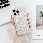 Силиконовый чехол "Luxury Bling" with MagSafe для Apple iPhone 14 Pro Max Серебряный