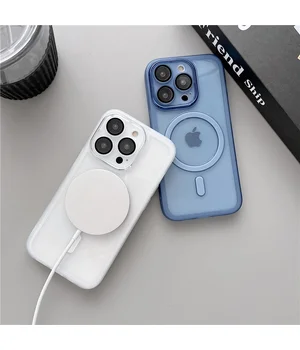 Силіконовий чохол "Transparent Jelly" with MagSafe для Apple iPhone 14 Pro Синій