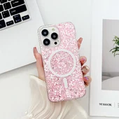 Силиконовый чехол "Luxury Bling" with MagSafe для Apple iPhone 14 Pro Max Розовый