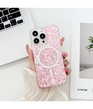 Силіконовий чохол "Luxury Bling" with MagSafe для Apple iPhone 14 Pro Max Рожевий