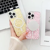 Силиконовый чехол "Luxury Bling" with MagSafe для Apple iPhone 14 Pro Max Розовый