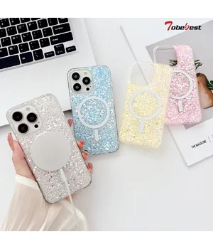 Силиконовый чехол "Luxury Bling" with MagSafe для Apple iPhone 14 Pro Max Голубой