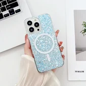 Силіконовий чохол "Luxury Bling" with MagSafe для Apple iPhone 14 Pro Блакитний