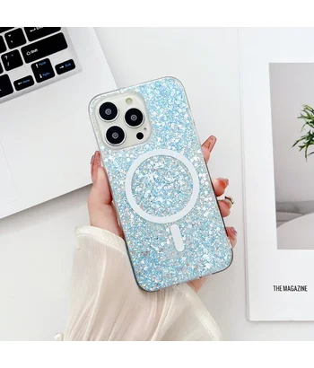Силіконовий чохол "Luxury Bling" with MagSafe для Apple iPhone 14 Pro Блакитний
