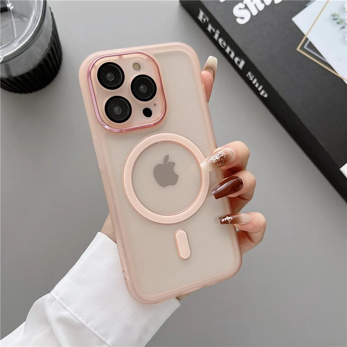 Силиконовый чехол "Transparent Jelly" with MagSafe для Apple iPhone 13 Pro Max Розовый