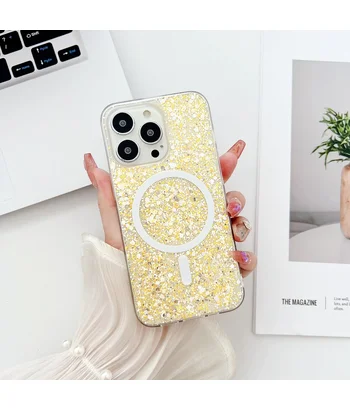 Силіконовий чохол "Luxury Bling" with MagSafe для Apple iPhone 14 Pro Max Золотий Силіконовий чохол "Luxury Bling" with MagSafe для Apple iPhone 14 Pro Max Золотий