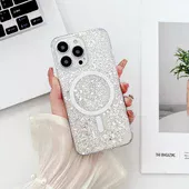 Силиконовый чехол "Luxury Bling" with MagSafe для Apple iPhone 14 Pro Серебряный