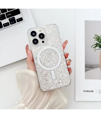 Силіконовий чохол "Luxury Bling" with MagSafe для Apple iPhone 14 Pro Срібний