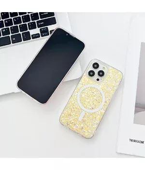 Силиконовый чехол "Luxury Bling" with MagSafe для Apple iPhone 14 Pro Золотой