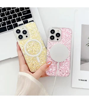 Силіконовий чохол "Luxury Bling" with MagSafe для Apple iPhone 14 Pro Max Рожевий