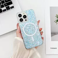 Силиконовый чехол "Luxury Bling" with MagSafe для Apple iPhone 14 Pro Голубой